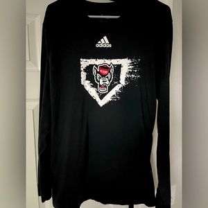 ADIDAS NC STATE BASEBALL LONG SLEEVE COTTON SHIRT LARGE
